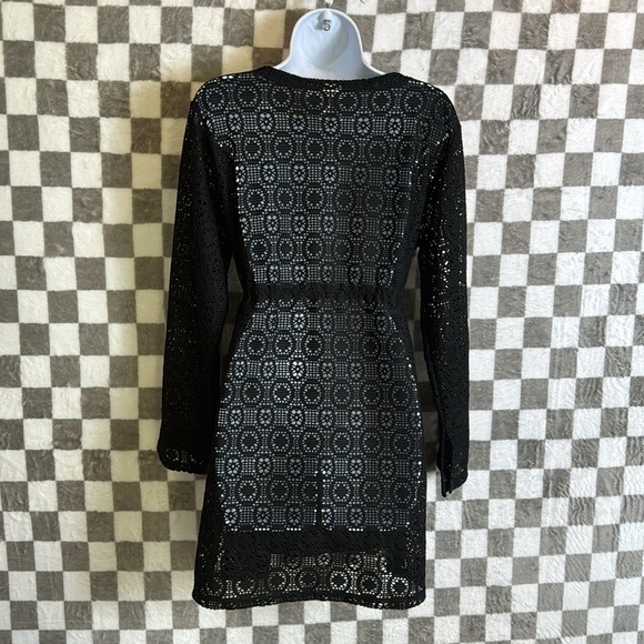 Islander medium M black lace swimsuit cover tunic black - Picture 6 of 8